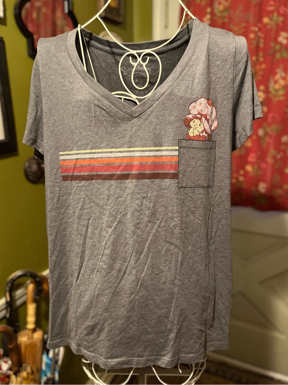 Torrid Strawberry Shortcake Charcoal Gray Tee T Shirt 1X